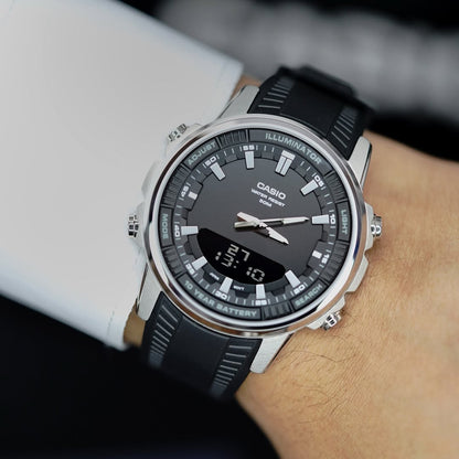 Casio Men’s AMW-840D-1ACVCF Dress Analog-Digital Display Quartz Silver Watch